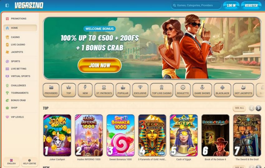 Sitio web del Casino Vegasino